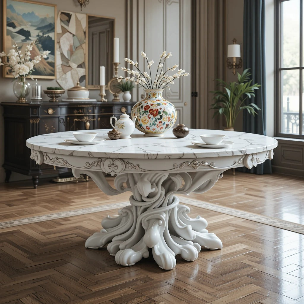 Our Maxima Table Concepts are an exclusive collection of 100 AI-curated design prompts for maximalist table scaping. Each prompt articulates a distinct aesthetic vision for interior architects, event directors, luxury hospitality teams, and creative professionals that want to redefine dining experiences with installations that resonate with drama and sophistication. Tables generated here embody abundance, pattern mastery, and refined excess in compelling, museum-worthy presentations.